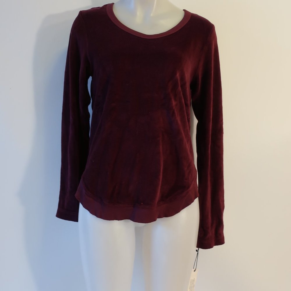 NWT Womens WILT Plum Purple Terry Long Sleeve Top XS